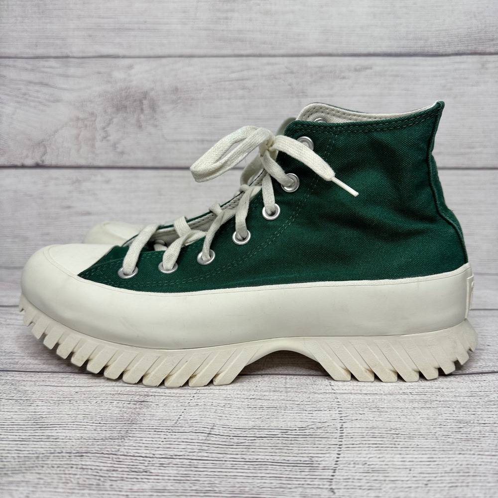Converse Chuck Taylor All Star Lugged 2.0 High Top Green White Platform Shoes - Picture 3 of 8